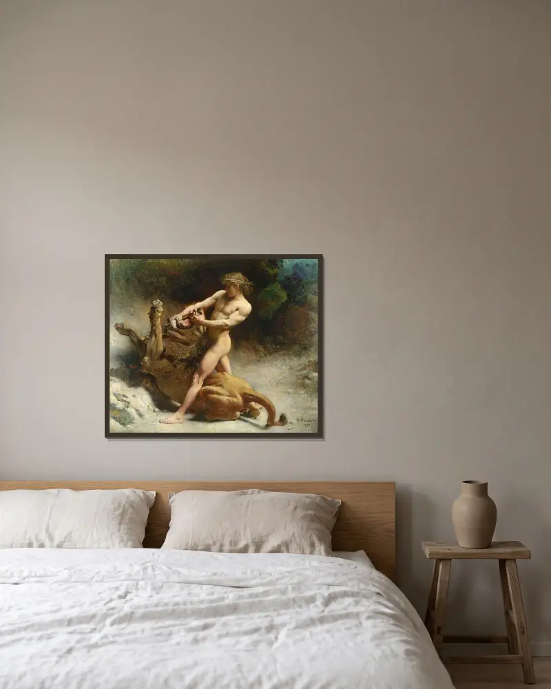 Samsons ungdom av Léon Bonnat inramad på en vägg