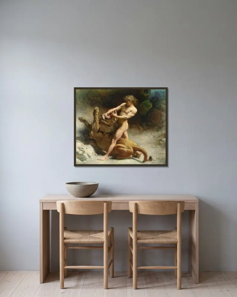 Samsons ungdom av Léon Bonnat inramad på en vägg