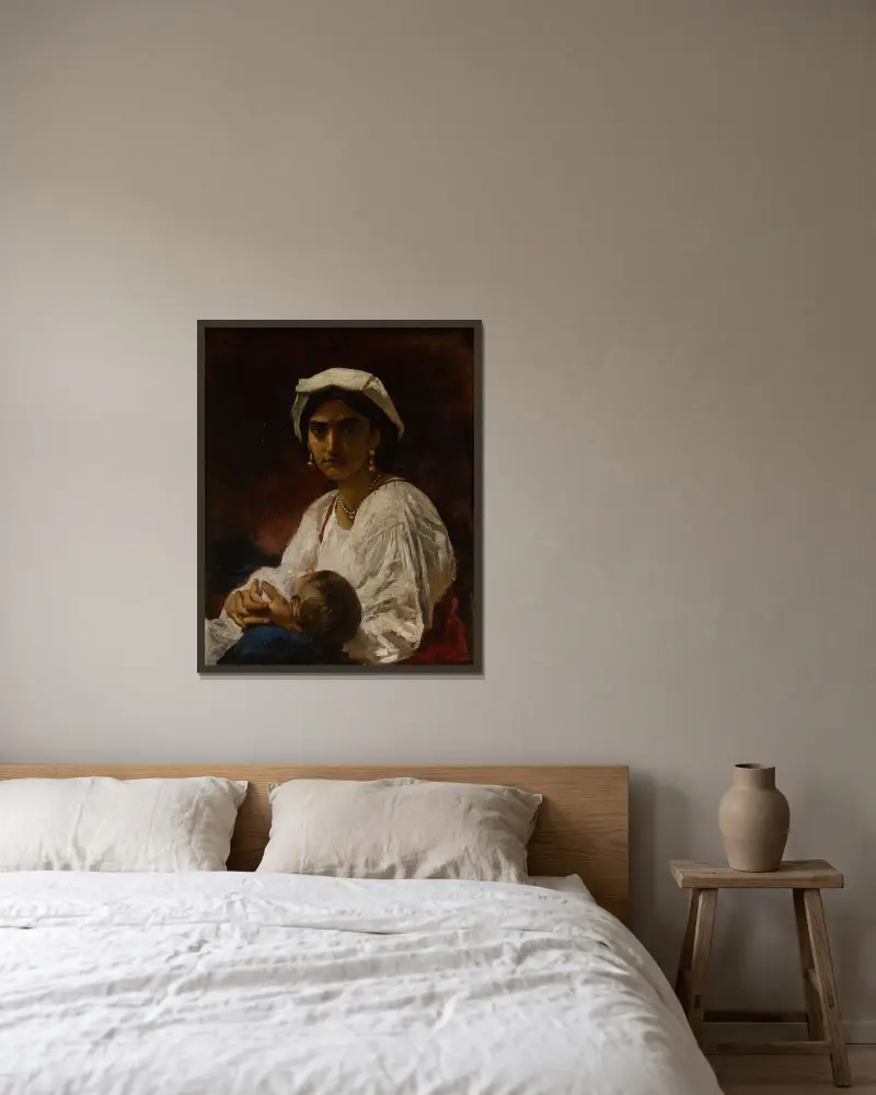 Banditens hustru av Léon Bonnat inramad på en vägg