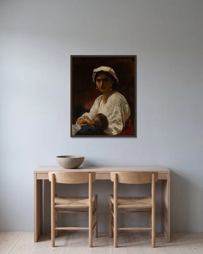 Banditens hustru av Léon Bonnat inramad på en vägg