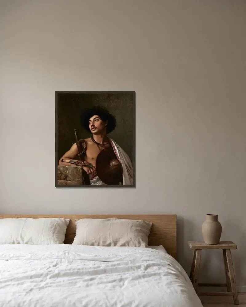 En biskarisk krigare av Jean-Léon Gérôme inramad på en vägg