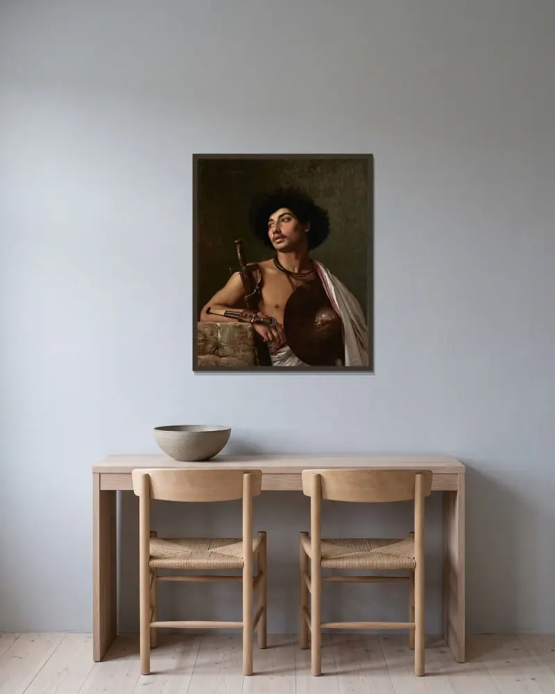 En biskarisk krigare av Jean-Léon Gérôme inramad på en vägg