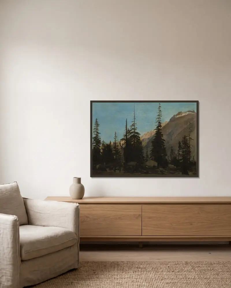Alplandskap, Handegg, Schweiz av Jean-Léon Gérôme inramad på en vägg