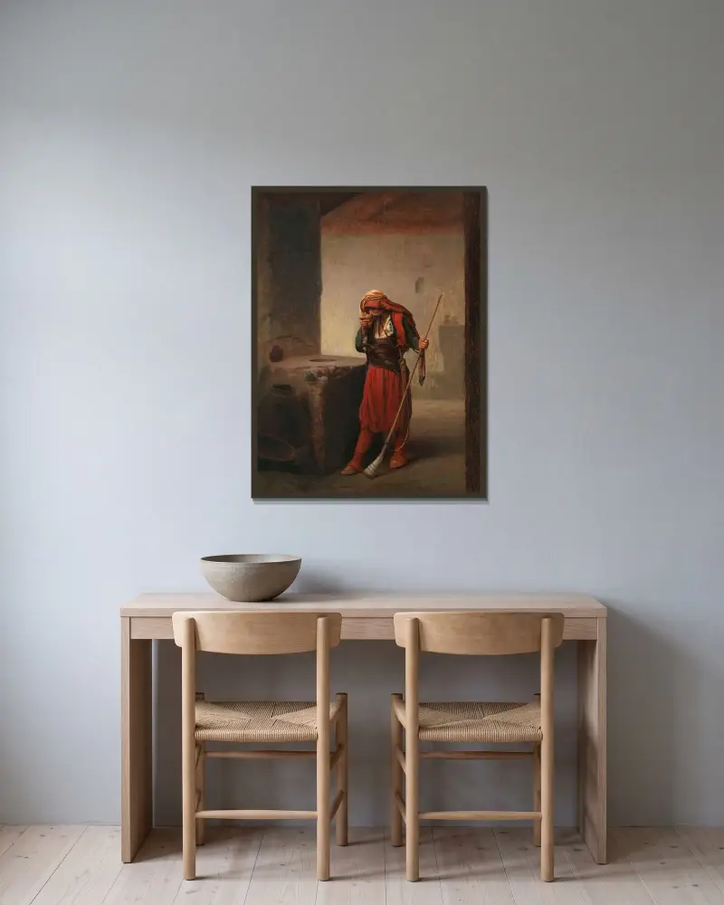 Arnaut som dricker av Jean-Léon Gérôme inramad på en vägg