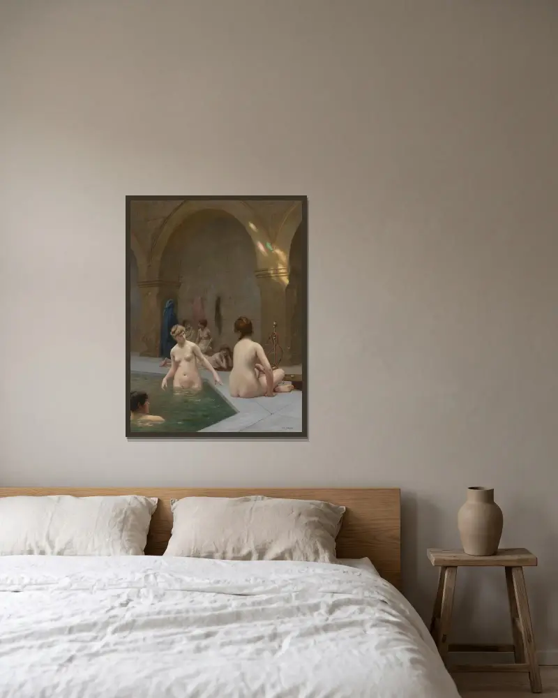 Baigneuses von Jean-Léon Gérôme gerahmt an einer Wand