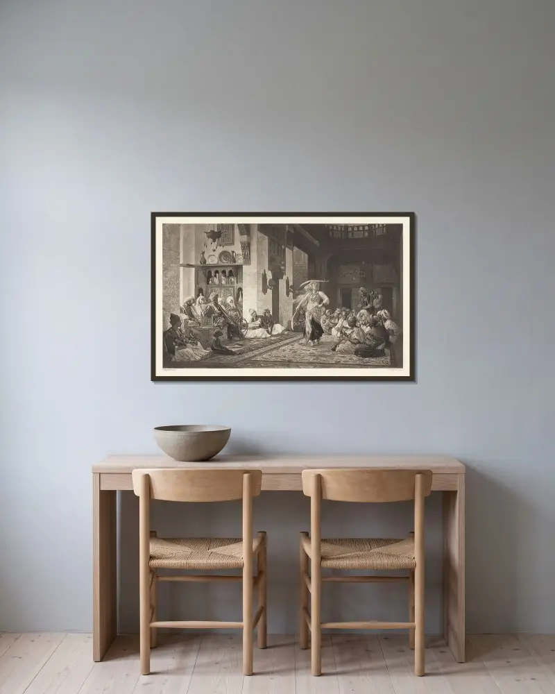 Sabeldansen av Jean-Léon Gérôme inramad på en vägg