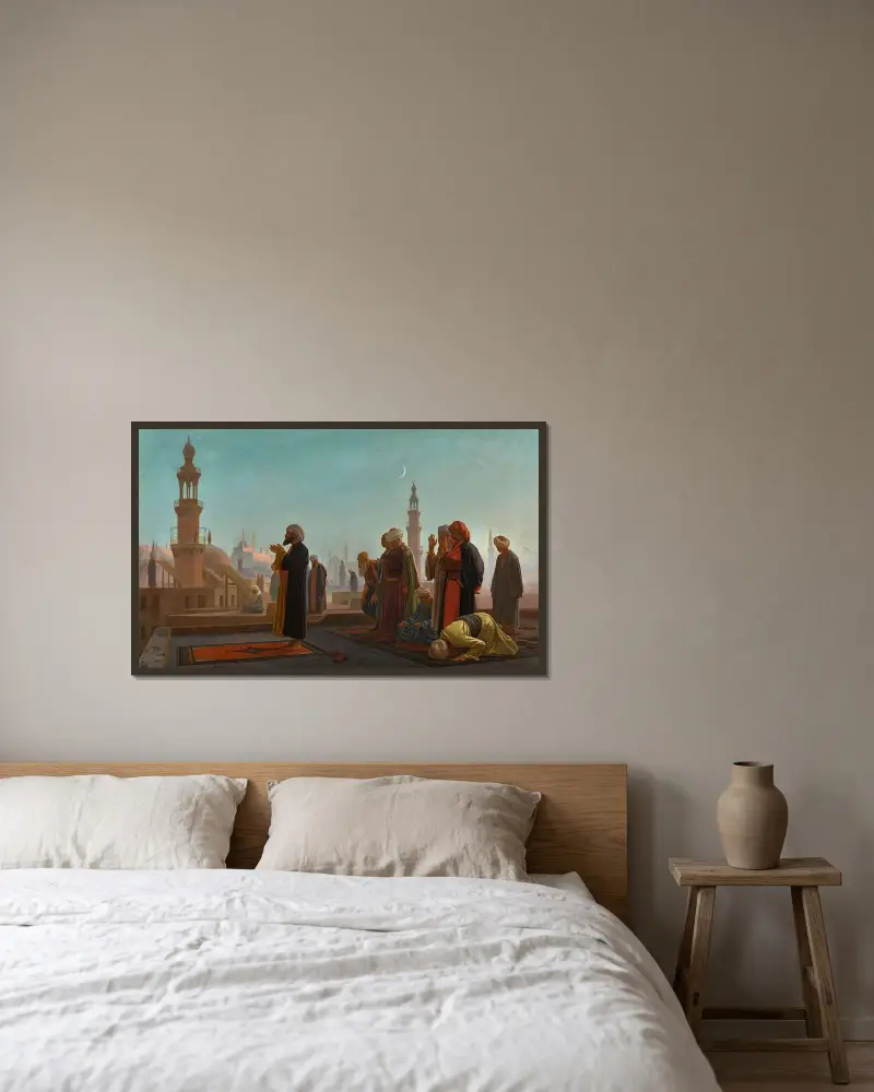 Kvällsbön, Kairo av Jean-Léon Gérôme inramad på en vägg