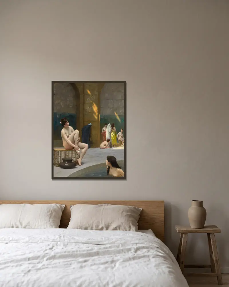 Badende Frauen – Nr. 1 von Jean-Léon Gérôme gerahmt an einer Wand