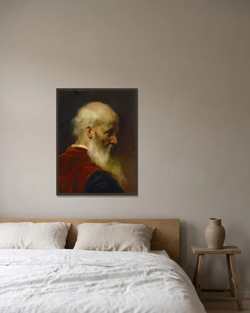 Head Of An Old Man av Jean-Léon Gérôme inramad på en vägg