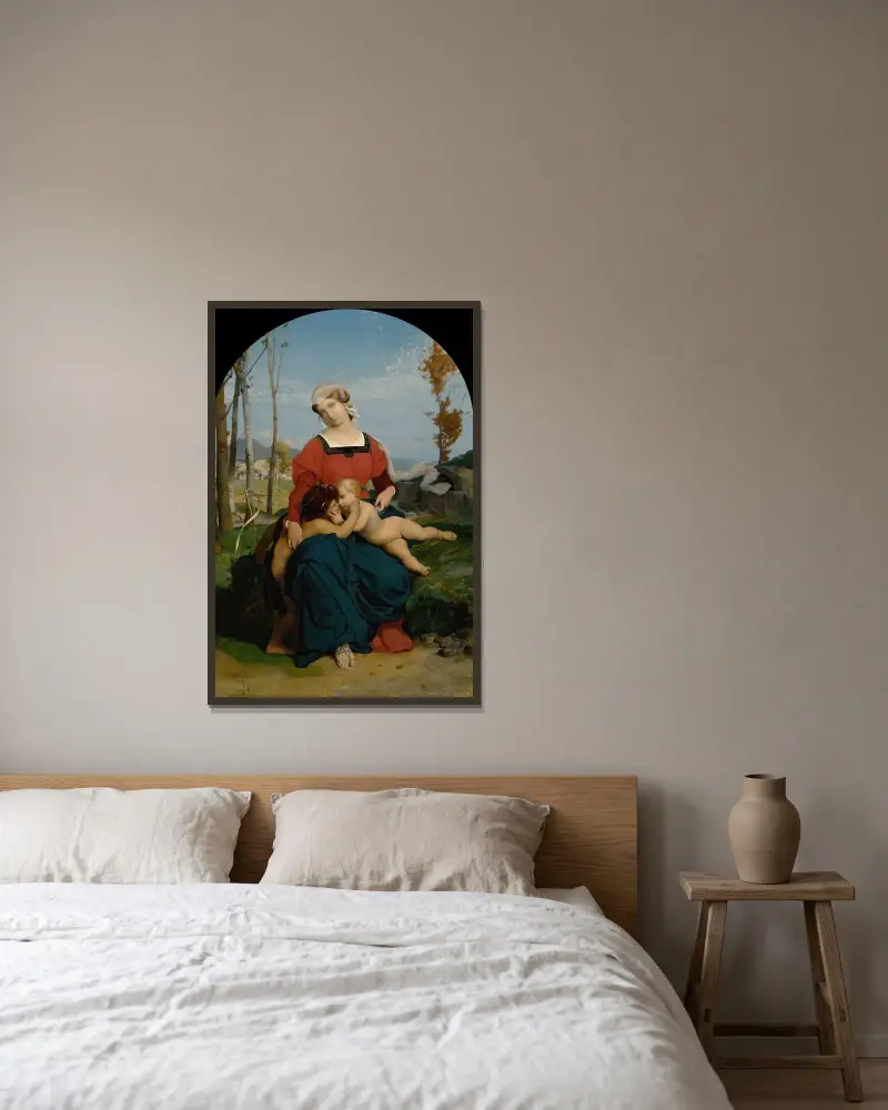 Jungfrun, Jesusbarnet och Johannes döparen av Jean-Léon Gérôme inramad på en vägg
