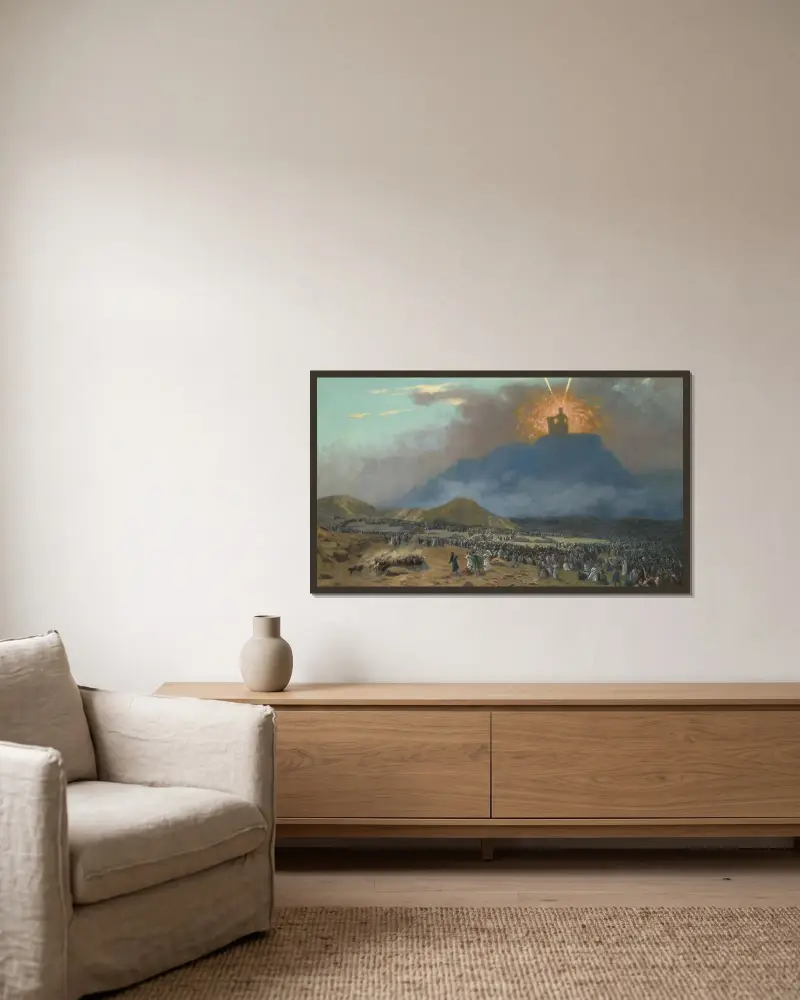 Moses på berget Sinai av Jean-Léon Gérôme inramad på en vägg