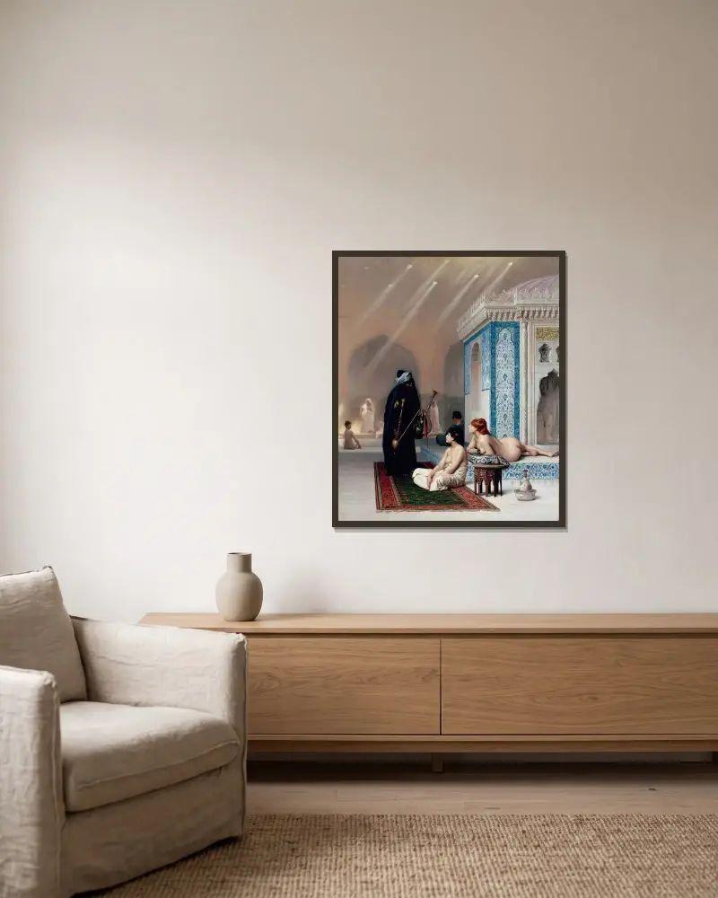 Bassäng i ett harem av Jean-Léon Gérôme inramad på en vägg