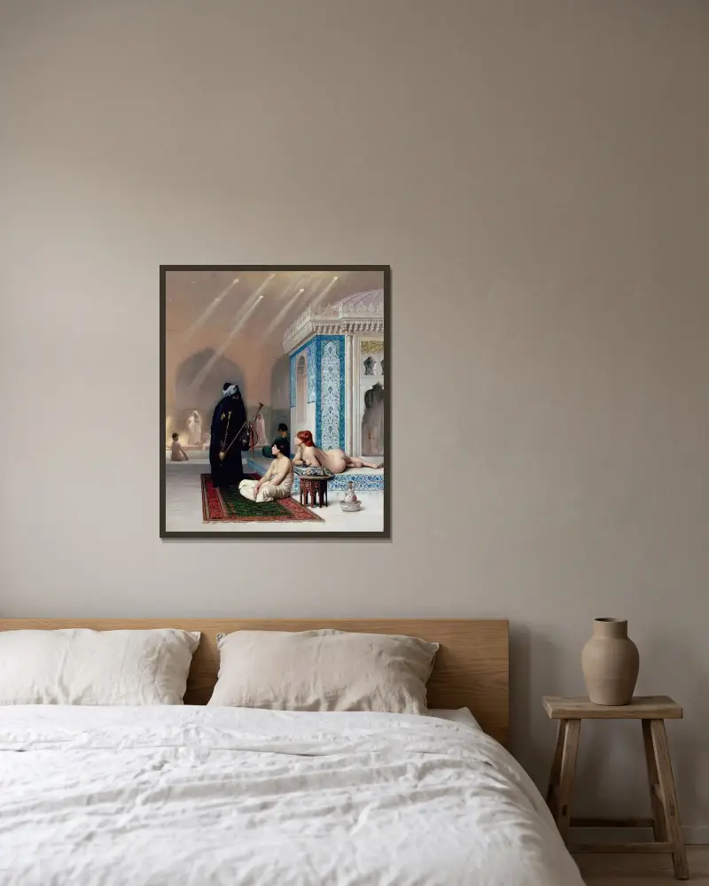 Bassäng i ett harem av Jean-Léon Gérôme inramad på en vägg