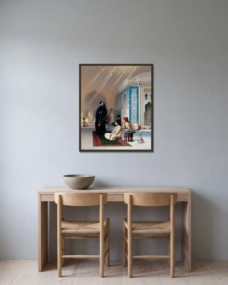 Bassäng i ett harem av Jean-Léon Gérôme inramad på en vägg
