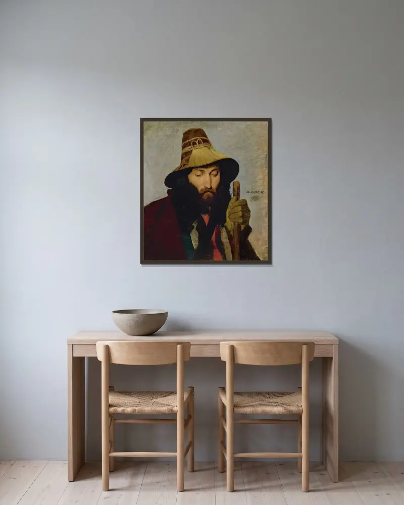 Porträtt av en italiensk man av Jean-Léon Gérôme inramad på en vägg