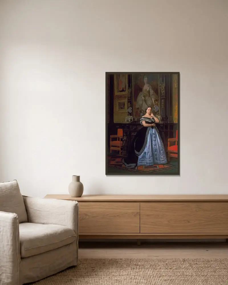 Porträtt av Charlotte de Rothschild av Jean-Léon Gérôme inramad på en vägg