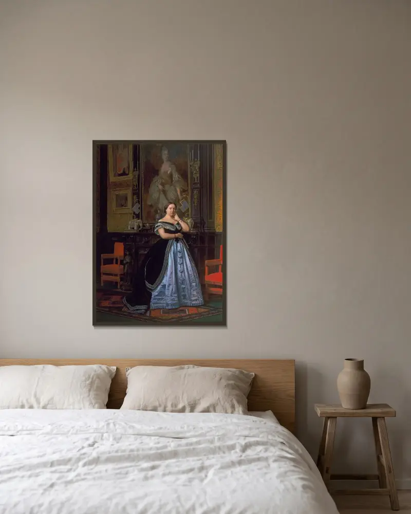 Porträtt av Charlotte de Rothschild av Jean-Léon Gérôme inramad på en vägg
