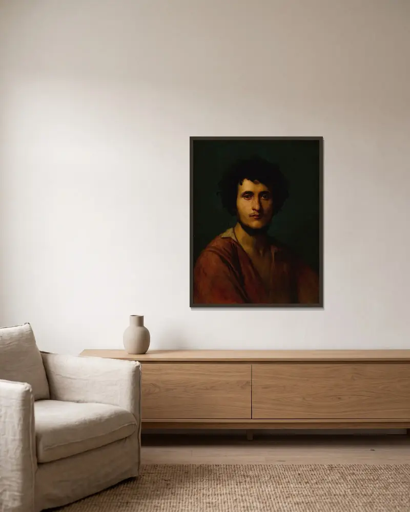 Porträttstudie av Giacomo Orlandi di Subiaco av Jean-Léon Gérôme inramad på en vägg