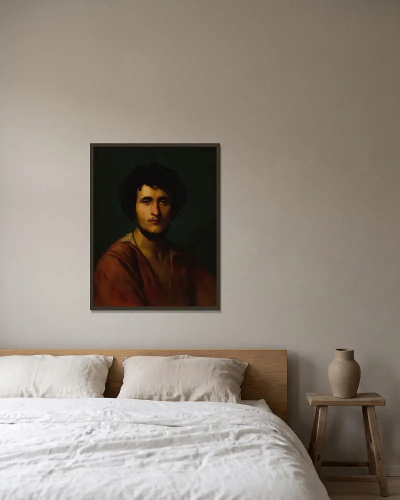 Porträttstudie av Giacomo Orlandi di Subiaco av Jean-Léon Gérôme inramad på en vägg