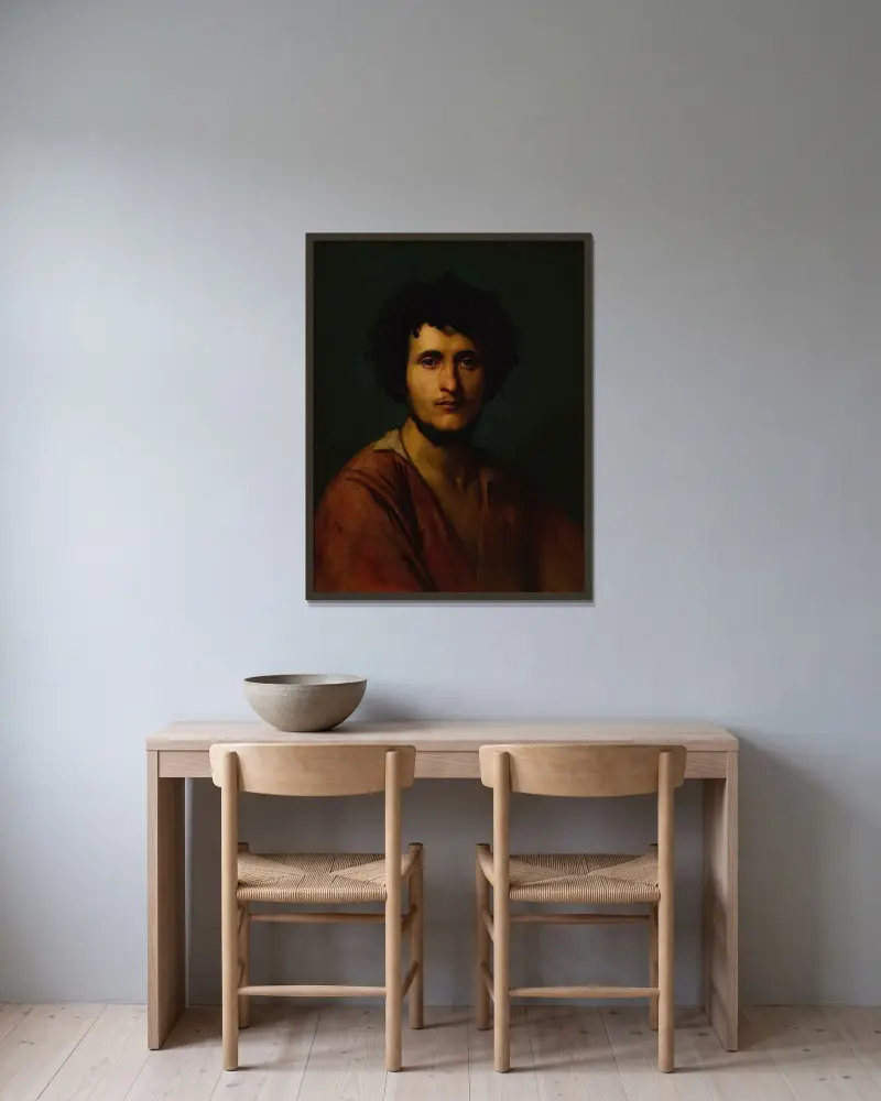 Porträttstudie av Giacomo Orlandi di Subiaco av Jean-Léon Gérôme inramad på en vägg