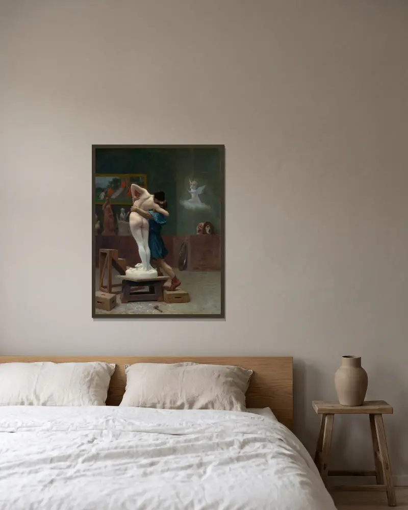 Pygmalion och Galatea av Jean-Léon Gérôme inramad på en vägg