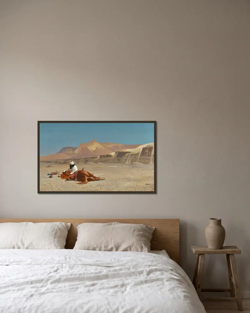 Rider and His Steed In The Desert av Jean-Léon Gérôme inramad på en vägg