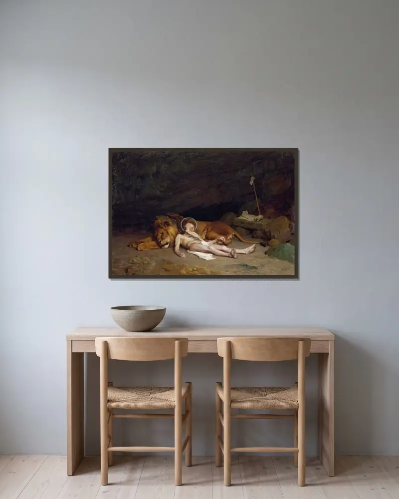 Saint Jerome av Jean-Léon Gérôme inramad på en vägg