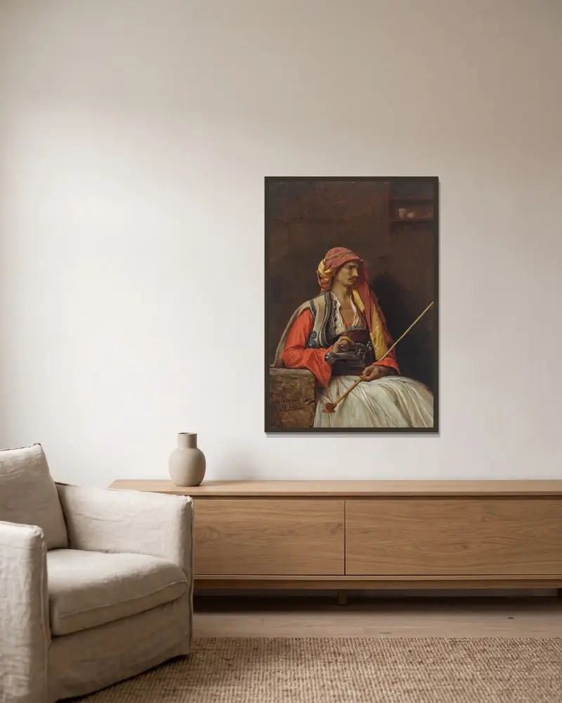 Sedící Arnaut, Jean-Léon Gérôme v rámu na stěně