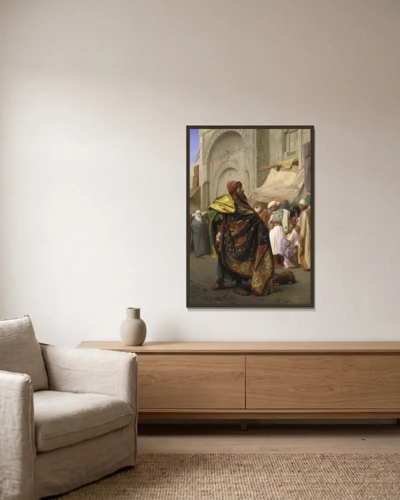 Mattförsäljaren i Kairo av Jean-Léon Gérôme inramad på en vägg