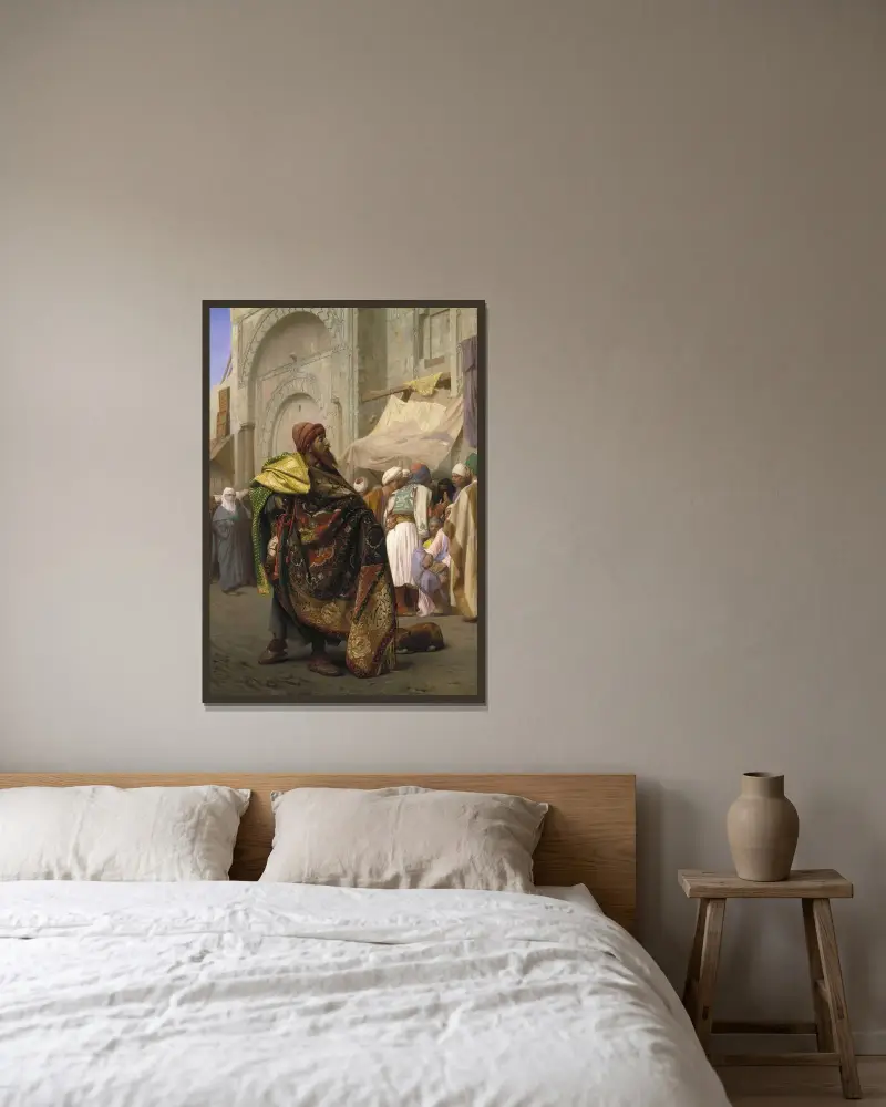 Mattförsäljaren i Kairo av Jean-Léon Gérôme inramad på en vägg