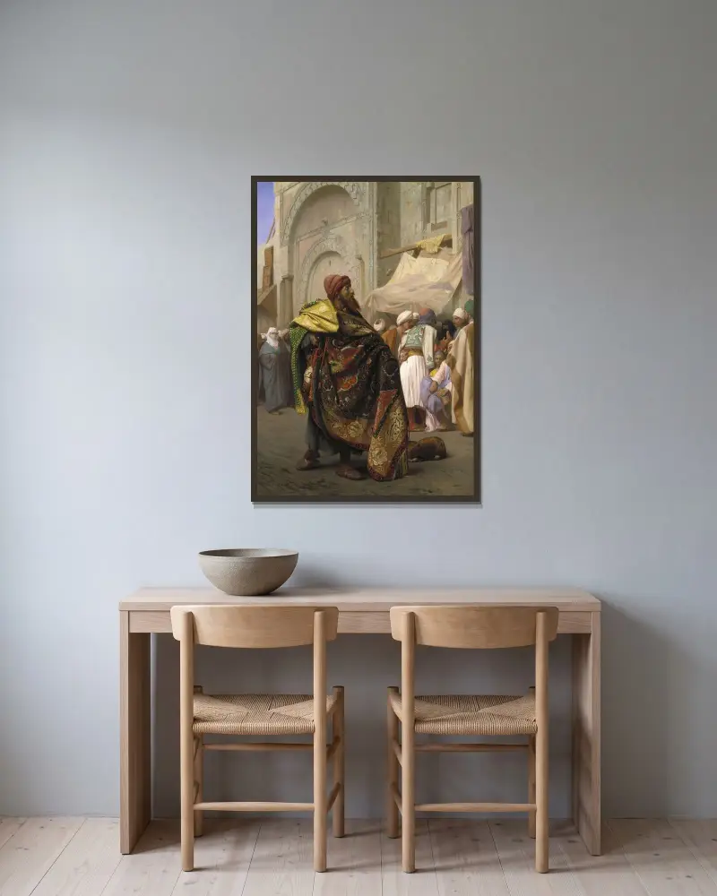 Mattförsäljaren i Kairo av Jean-Léon Gérôme inramad på en vägg