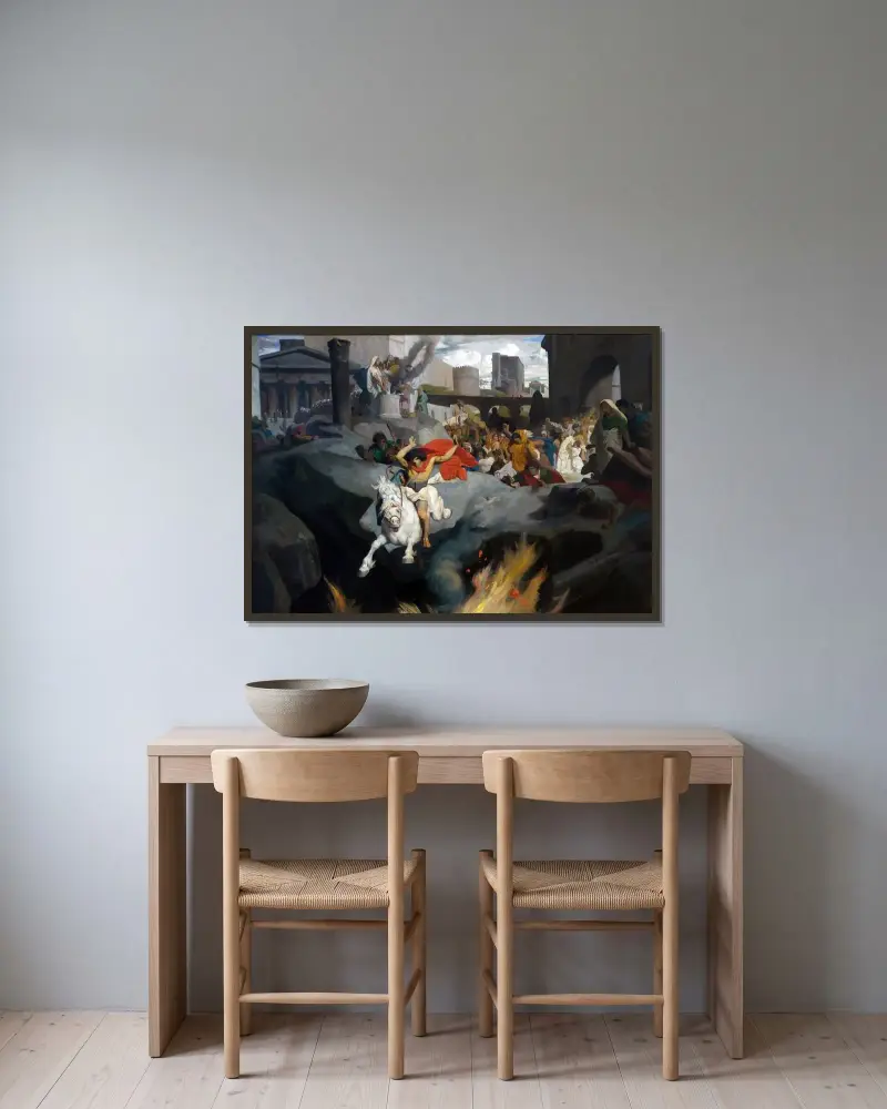 Der Sprung des Marcus Curtius von Jean-Léon Gérôme gerahmt an einer Wand