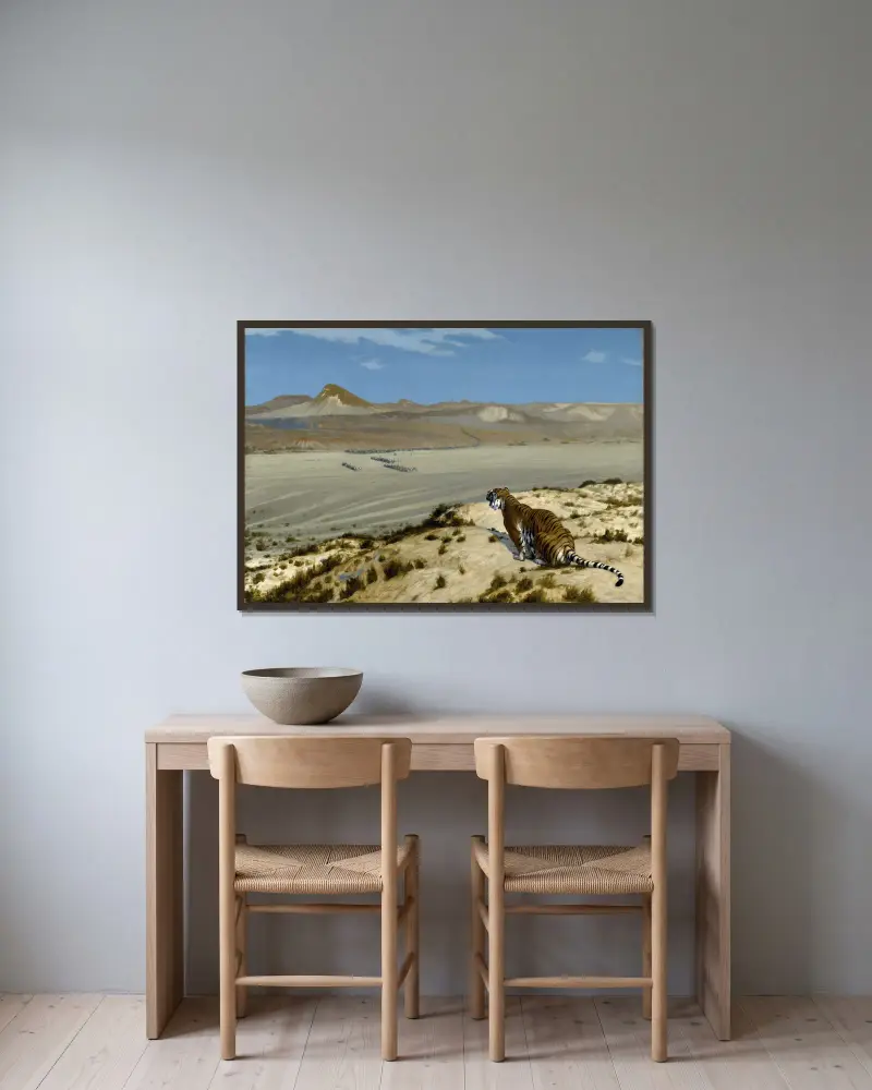Tiger auf der Wacht von Jean-Léon Gérôme gerahmt an einer Wand