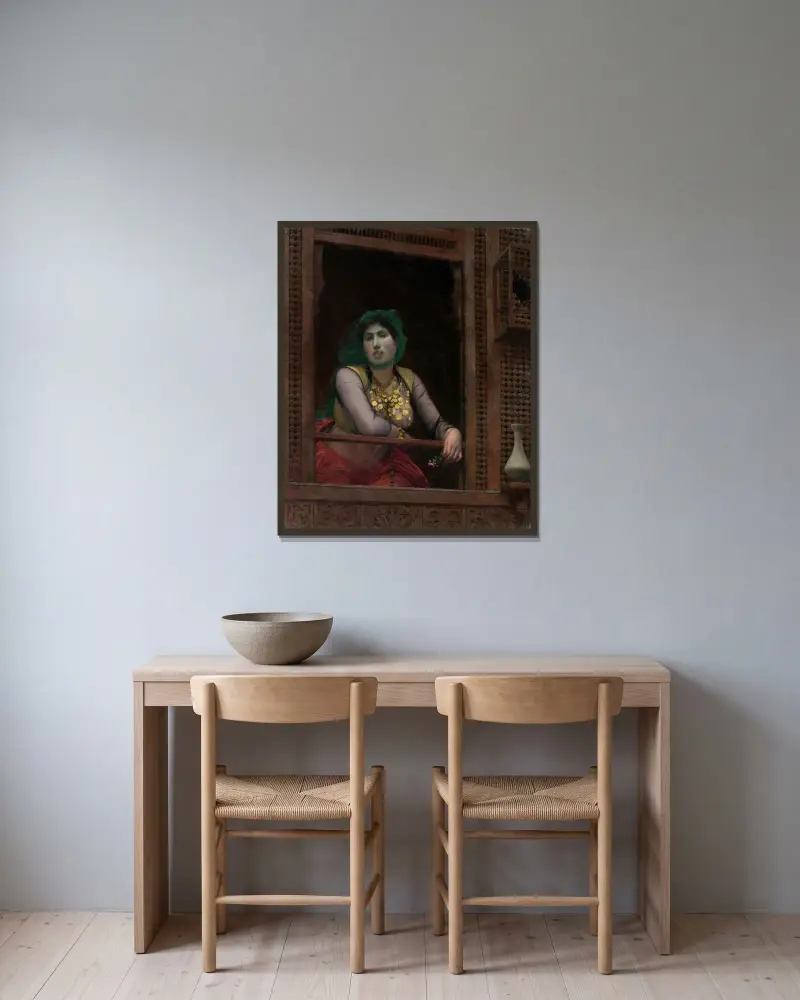 Kvinna på en balkong av Jean-Léon Gérôme inramad på en vägg