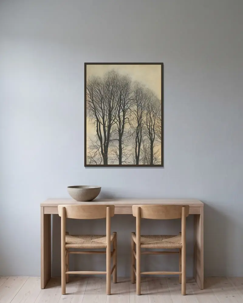 Träd och himmel av Léon Spilliaert inramad på en vägg
