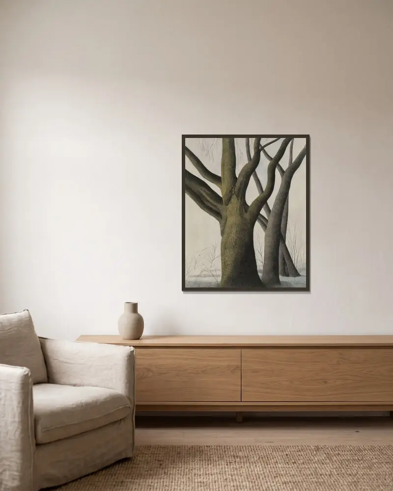 Stort träd av Léon Spilliaert inramad på en vägg