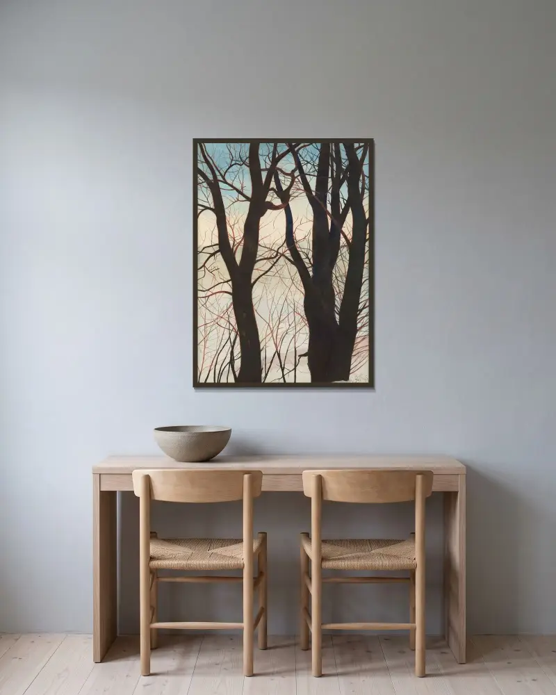 Träd i snö av Léon Spilliaert inramad på en vägg