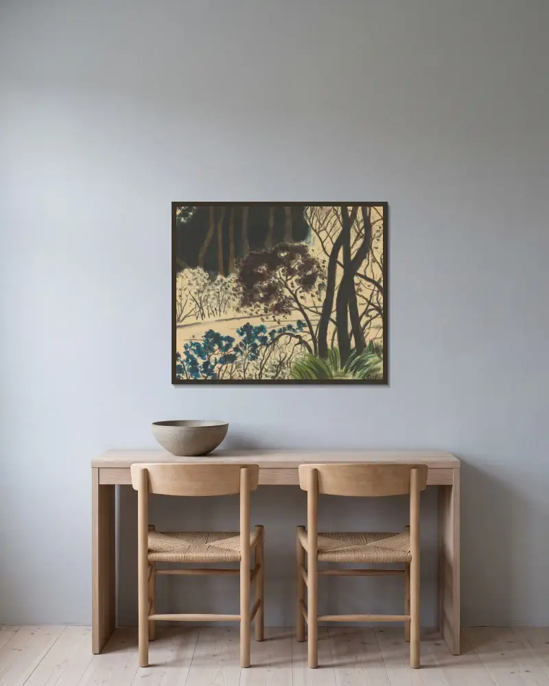 Bosgezicht (Skogsutsikt) av Léon Spilliaert inramad på en vägg