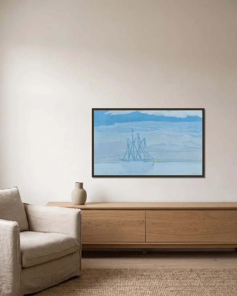 Fiskebåt på havet av Léon Spilliaert inramad på en vägg