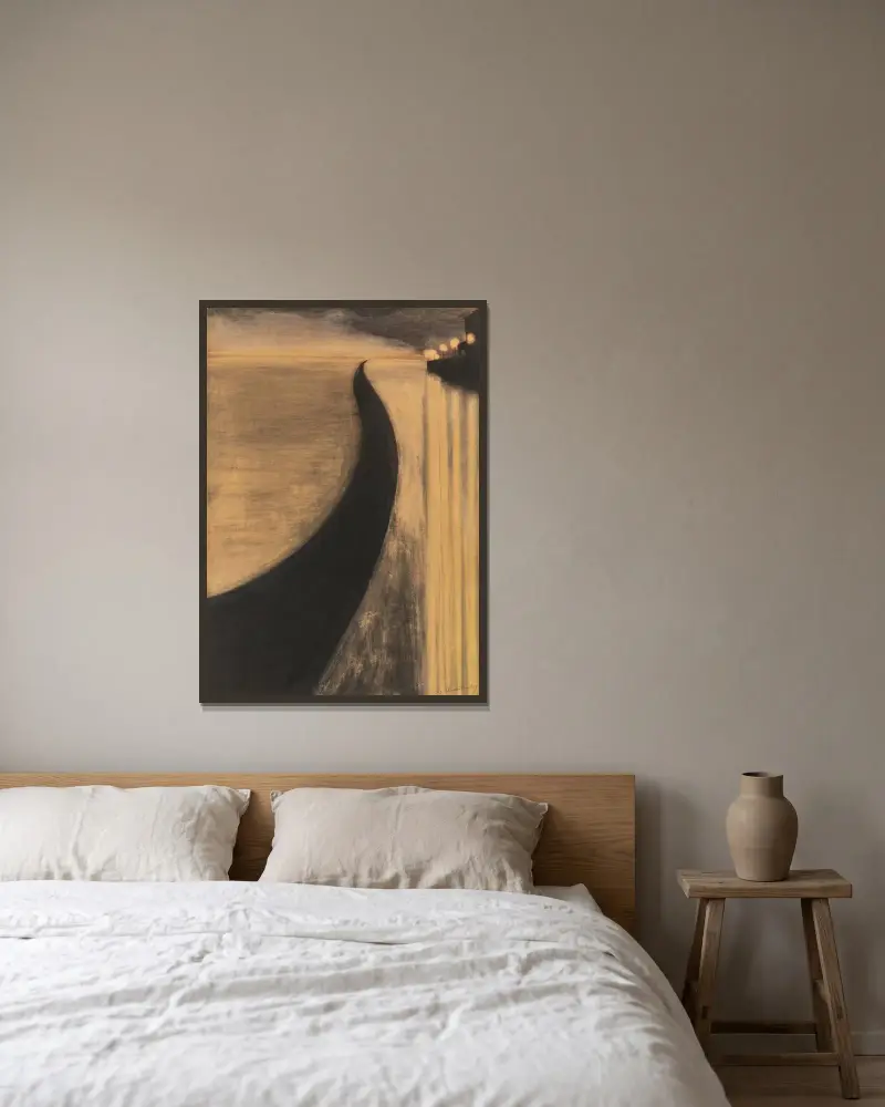 Digue och ljus i Ostende av Léon Spilliaert inramad på en vägg