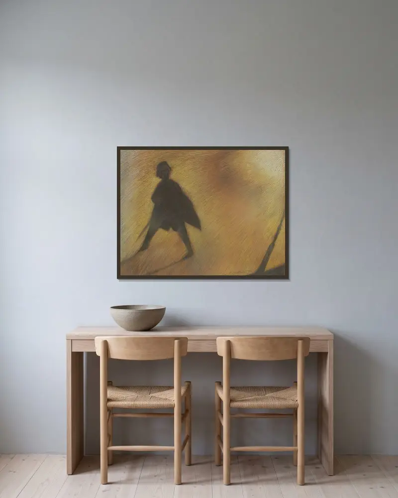Slutet på en vacker dag – figur i motljus av Léon Spilliaert inramad på en vägg