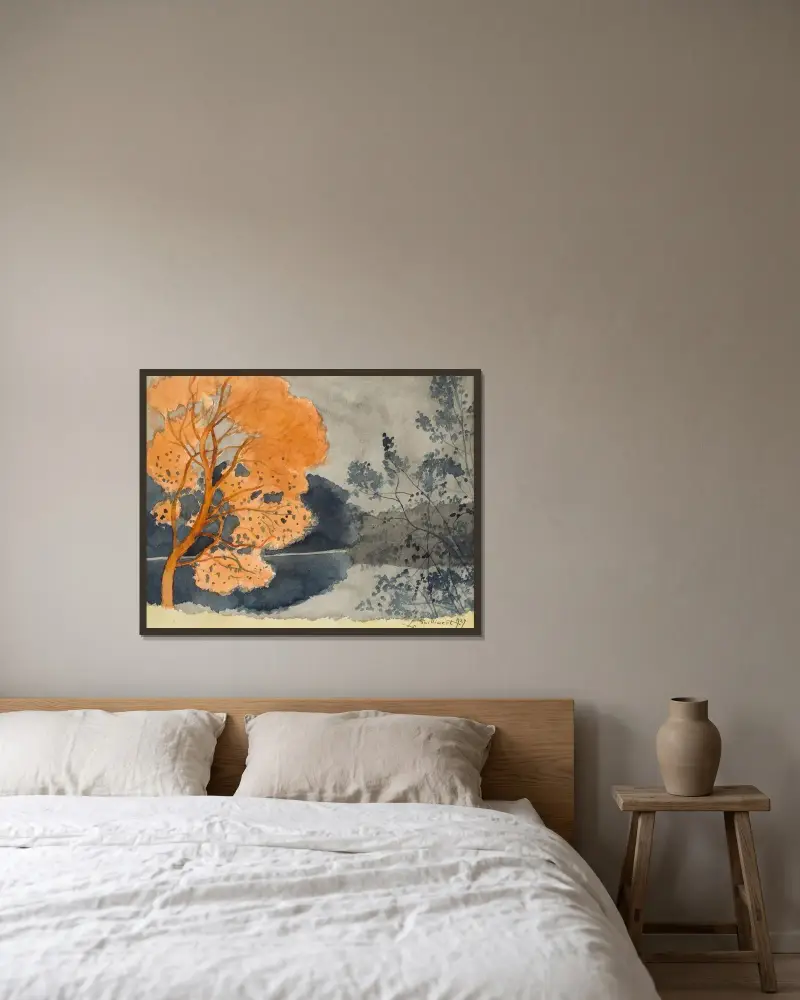 Damm på hösten av Léon Spilliaert inramad på en vägg