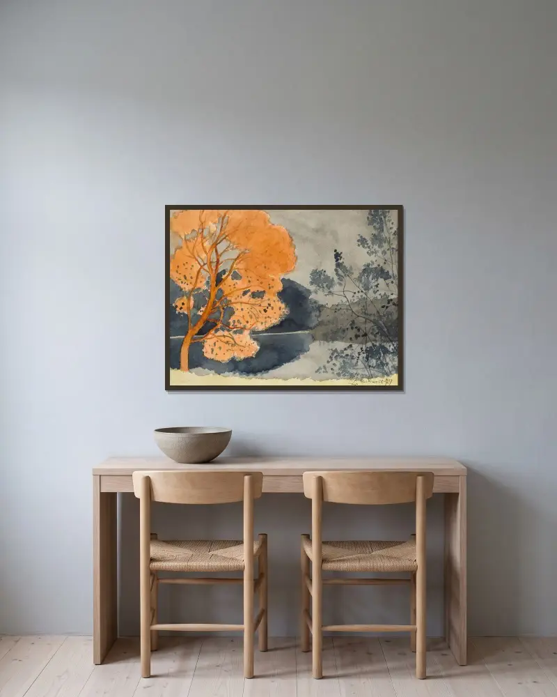 Damm på hösten av Léon Spilliaert inramad på en vägg