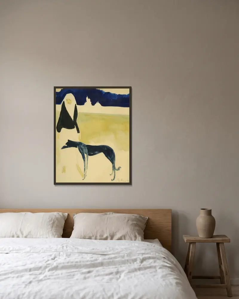 Femme Au Lévrier av Léon Spilliaert inramad på en vägg