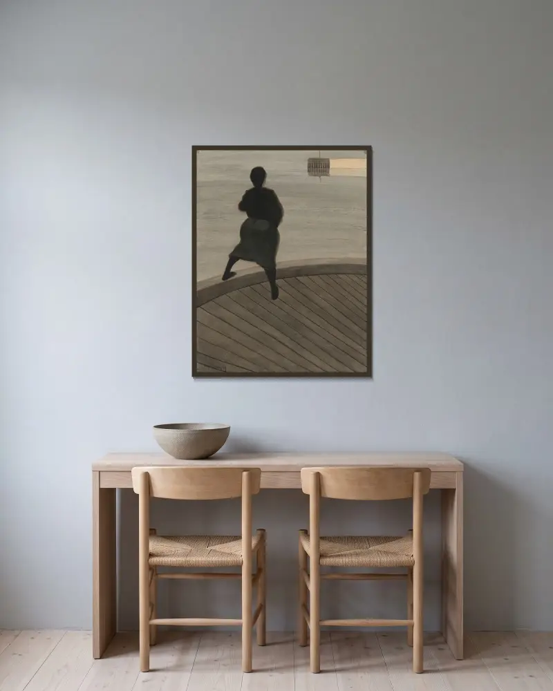 Fischerfrau auf dem Steg von Léon Spilliaert gerahmt an einer Wand