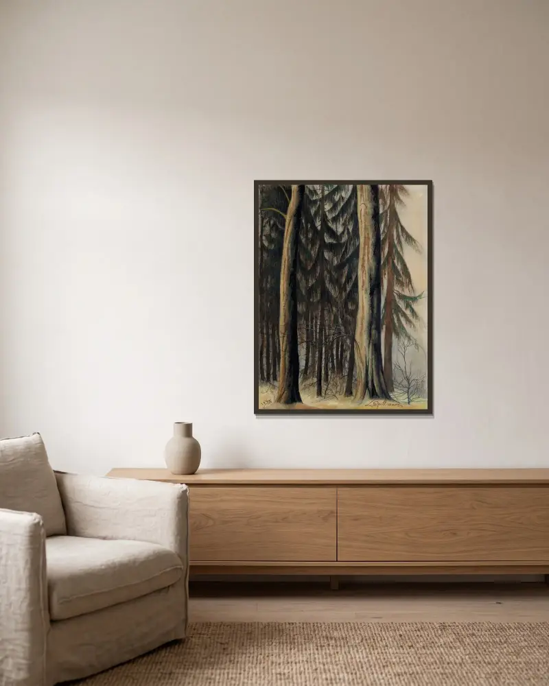 Grands sapins av Léon Spilliaert inramad på en vägg