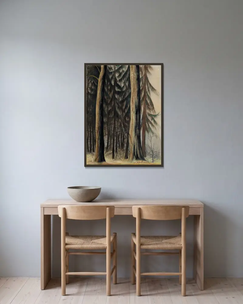 Grands sapins av Léon Spilliaert inramad på en vägg