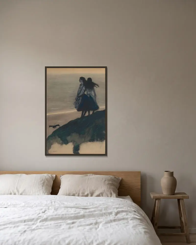 Flickor på en dyn av Léon Spilliaert inramad på en vägg