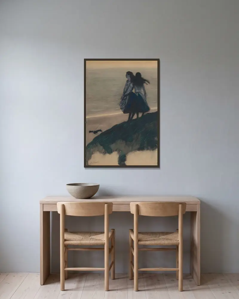 Flickor på en dyn av Léon Spilliaert inramad på en vägg