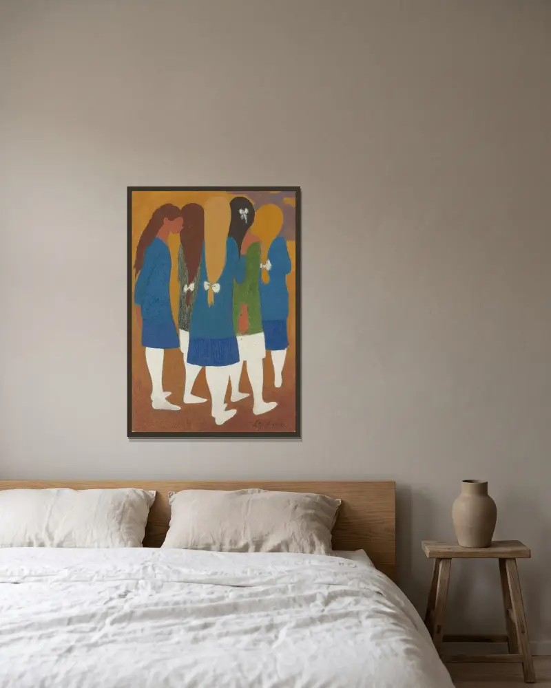 Flickor med vita strumpor av Léon Spilliaert inramad på en vägg